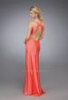 Picture of: V Neck Ruched Bodice Dress with Bedazzled Brooch in Red, Style: 12139, Back Picture