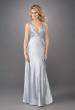 Picture of: Ruched Bodice A Line Prom Dress with Beaded Straps in Silver, Style: 12396, Main Picture