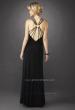 Picture of: Halter Prom Dress with Beaded Trim and Brooch in Black, Style: 12735, Back Picture