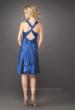 Picture of: Short V Neck Dress with Silver Brooch and Mini Train in Blue, Style: 12835, Back Picture