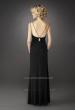 Picture of: Gathered Bodice V Neck Dress with Sheer Waist Detail in Black, Style: 13057, Back Picture