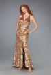 Picture of: V Neck Prom Dress with Empire Waist and Open Back in Gold, Style: 13191, Main Picture