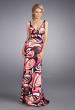 Picture of: Printed V Neck Prom Dress with Gathered Bodice in Multi, Style: 13262, Main Picture