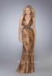 Picture of: Animal Print Prom Dress with V Neck and Cut Outs in Gold, Style: 13266, Main Picture