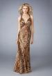 Picture of: Animal Print V Neck Halter Dress with Open Back in Multi, Style: 13375, Main Picture
