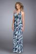 Picture of: Long Printed Halter Prom Dress with Sequined Waistband in Multi, Style: 13385, Main Picture