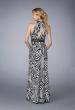 Picture of: Printed Halter Prom Dress with Keyhole Front and Back in Multi, Style: 13425, Back Picture