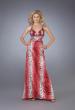 Picture of: Leopard Print Dress with Beaded Straps and Cut Outs in Red, Style: 13453, Detail Picture 2