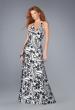 Picture of: Printed Halter Prom Dress with Low Scoop Back in Black White, Style: 13458, Main Picture