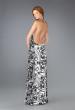 Picture of: Printed Halter Prom Dress with Low Scoop Back in Black White, Style: 13458, Back Picture