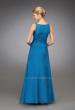 Picture of: Long Dress with Ruched Bodice and Embellished Straps in Blue, Style: 13673, Back Picture