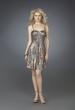 Picture of: Short Printed Cocktail Dress with Spaghetti Straps in Gold Multi, Style: 14024, Main Picture