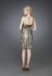 Picture of: Short Printed Cocktail Dress with Spaghetti Straps in Gold Multi, Style: 14024, Back Picture