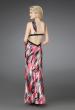 Picture of: Printed Halter Dress with Beaded Straps and Cut Outs in Multi, Style: 14209, Back Picture