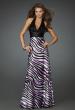 Picture of: Long Halter Prom Dress with Printed Skirt and Beading in Multi, Style: 14257, Main Picture