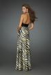Picture of: Long Halter Prom Dress with Printed Skirt and Beading in Multi, Style: 14257, Back Picture