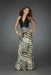Picture of: Long Halter Prom Dress with Printed Skirt and Beading in Multi, Style: 14257, Detail Picture 2