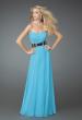 Picture of: Strapless Prom Gown with Satin Belt in Blue, Style: 14259, Main Picture