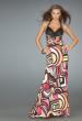 Picture of: Long Halter Prom Dress with Printed Skirt and Pleats in Multi, Style: 14283, Main Picture