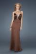 Picture of: Low V Neck Halter with Criss Cross Back and Beading in Brown, Style: 14303, Main Picture
