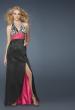 Picture of: Long Halter Prom Dress with Printed Bodice and Slit in Multi, Style: 14308, Main Picture