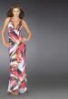 Picture of: Low V Neck Printed Prom Dress with T Shaped Back in Multi, Style: 14319, Main Picture