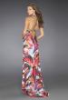 Picture of: Low V Neck Printed Prom Dress with T Shaped Back in Multi, Style: 14319, Back Picture