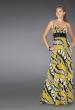 Picture of: Long Printed Halter Gown with Beaded Sash, Style: 14359 in Yellow, Detail Picture 1