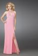 Picture of: Prom Dress with Beaded Belt and Thigh High Slit in Pink, Style: 14389, Main Picture