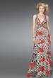 Picture of: Long Printed V Neck Prom Dress with Cut Outs in Multi, Style: 14396, Main Picture