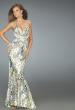 Picture of: Geo Print Prom Gown with Pleated Bust and Beaded Train in Multi, Style: 14400, Main Picture