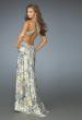 Picture of: Geo Print Prom Gown with Pleated Bust and Beaded Train in Multi, Style: 14400, Back Picture