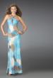 Picture of: Printed Keyhole Halter Prom Dress with Twisted Back in Blue, Style: 14401, Main Picture