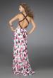 Picture of: Long Printed Halter Gown with Criss Cross Detailing in Multi, Style: 14403, Back Picture