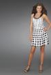 Picture of: Short Printed Cocktail Dress with Criss Cross Detail in White, Style: 14423, Main Picture