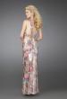 Picture of: Long Printed V Neck Gown with Criss Cross Back in Multi, Style: 14441, Back Picture