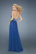 Picture of: Halter Prom Gown with Beaded Straps and Belt in Blue, Style: 14452, Back Picture