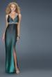 Picture of: V Neck Dress with Beaded Straps, Belt, and Open Back in Green, Style: 14456, Main Picture