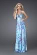 Picture of: Multi Colored Print Satin Dress with Floral Broach Detail in Multi, Style: 14469, Main Picture