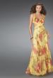 Picture of: Long Printed Prom Gown with Cut Outs and Open Back in Yellow, Style: 14529, Main Picture