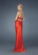 Picture of: Beaded Bodice Low V Neck Halter Prom Dress in Red, Style: 14568, Back Picture