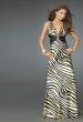 Picture of: Zebra Print Prom Dress with Deep V Neck in Yellow, Style: 14588, Main Picture