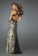 Picture of: Zebra Print Prom Dress with Deep V Neck in Yellow, Style: 14588, Back Picture
