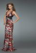 Picture of: Zebra Print Prom Dress with Deep V Neck in Red, Style: 14588, Detail Picture 2