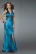 Picture of: Halter Prom Gown with Thigh High Slit in Blue, Style: 14672, Main Picture