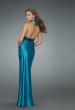 Picture of: Halter Prom Gown with Thigh High Slit in Blue, Style: 14672, Back Picture