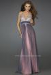 Picture of: Chiffon Prom Gown with Beaded Bust and Skirt Overlay in Purple, Style: 14757, Main Picture