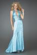Picture of: Deep V Halter Gown with Across the Back Straps in Blue, Style: 14763, Main Picture