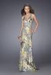Picture of: Multi Animal Print Dress with Beaded X Back in Yellow, Style: 14992, Main Picture