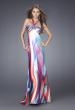 Picture of: Multi Color Print Gown with Broach and V Back Straps in Multi, Style: 15025, Main Picture